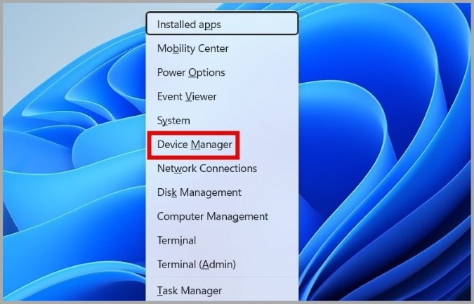 افتح Device Manager على Windows 11