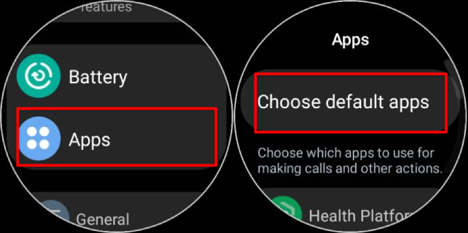 اختيار التطبيقات الافتراضية على Galaxy Watch