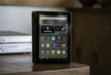 Amazon Fire HD 8 Plus (2022) in use on a table.