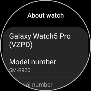 التحقق من رقم وضع Galaxy Watch