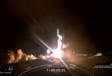A SpaceX Falcon 9 rocket carrying the Israeli EROS C-3 imaging satellite launches from Vandenberg Space Force Base in California on Dec. 29, 2022.